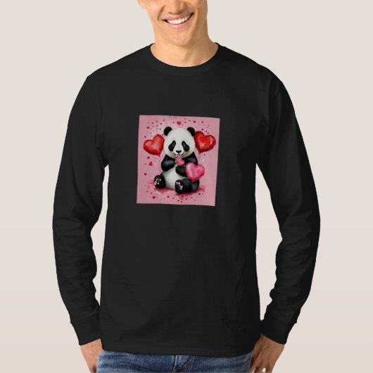 T-shirt Valentine's Day Love Heart Panda Girlfriend Fiancé (Devant)