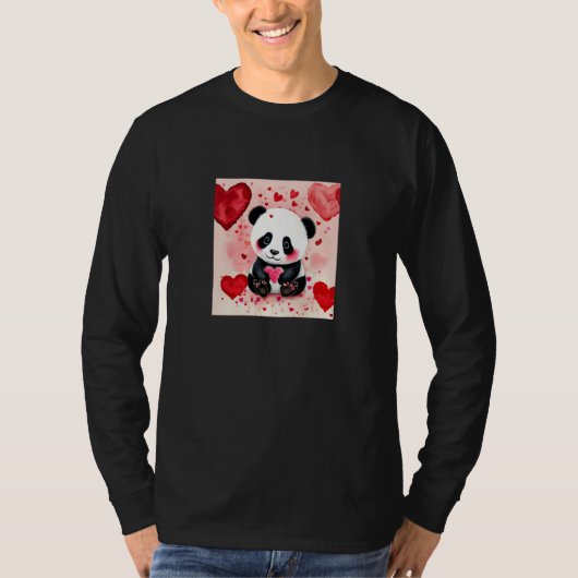 T-shirt Valentine's Day Love Heart Panda Girlfriend Fiancé (Devant)