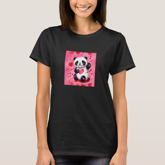 T-shirt Valentine's Day Love Heart Panda Girlfriend Fiancé (Devant)
