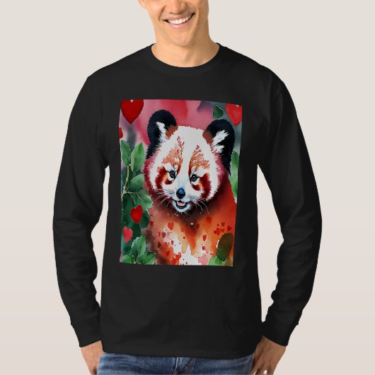 T-shirt Valentine's Day Love Heart Red Panda Girlfriend Fi (Devant)