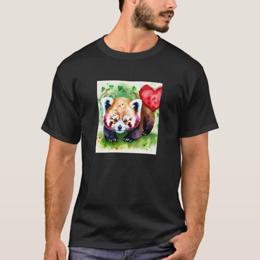 T-shirt Valentine's Day Love Heart Red Panda Girlfriend Fi (Devant)