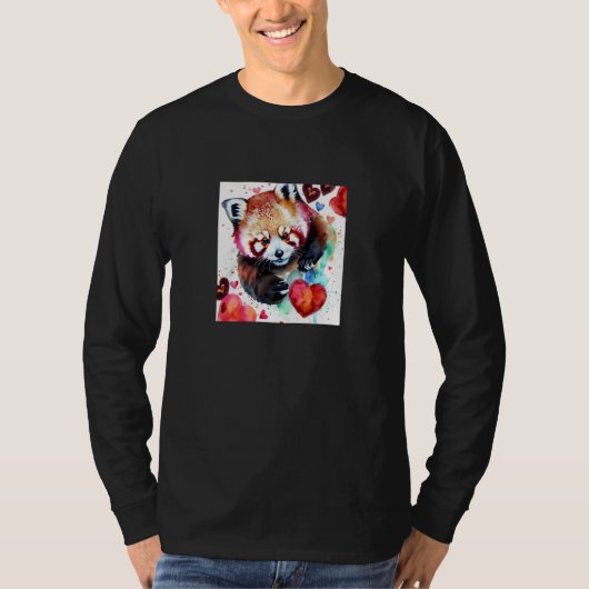 T-shirt Valentine's Day Love Heart Red Panda Girlfriend Fi (Devant)