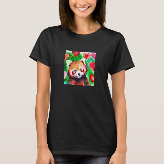 T-shirt Valentine's Day Love Heart Red Panda Girlfriend Fi (Devant)