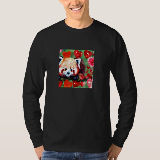 T-shirt Valentine's Day Love Heart Red Panda Girlfriend Fi (Devant)