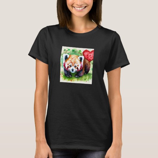 T-shirt Valentine's Day Love Heart Red Panda Girlfriend Fi (Devant)