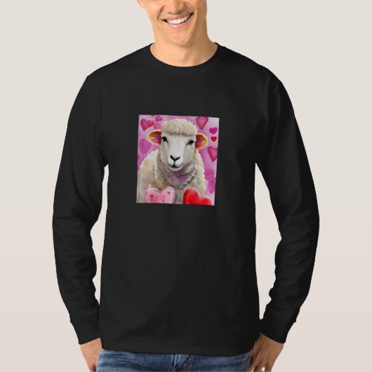 T-shirt Valentine's Day Love Heart Sheep Girlfriend Fiancé (Devant)