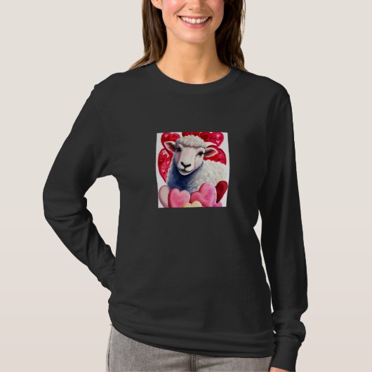 T-shirt Valentine's Day Love Heart Sheep Girlfriend Fiancé (Devant)