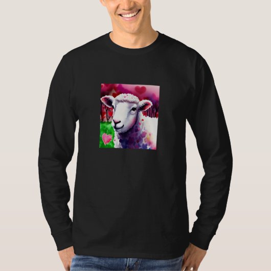 T-shirt Valentine's Day Love Heart Sheep Girlfriend Fiancé (Devant)