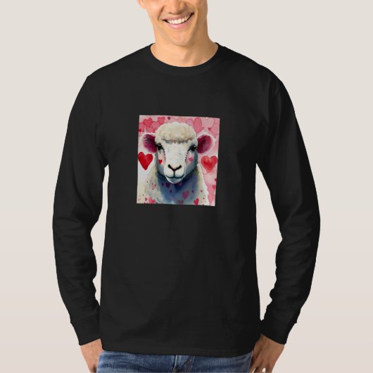 T-shirt Valentine's Day Love Heart Sheep Girlfriend Fiancé (Devant)