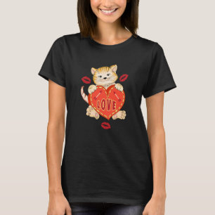 T-shirt Valentines Day Love Kitten tient coeur