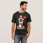 T-shirt Valentine's Day Penguin Heart Balloon Cute (Devant entier)