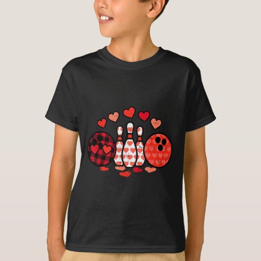 T-shirt Valentines Day Plaid Bowling Valentine Srts Men Wo (Devant)