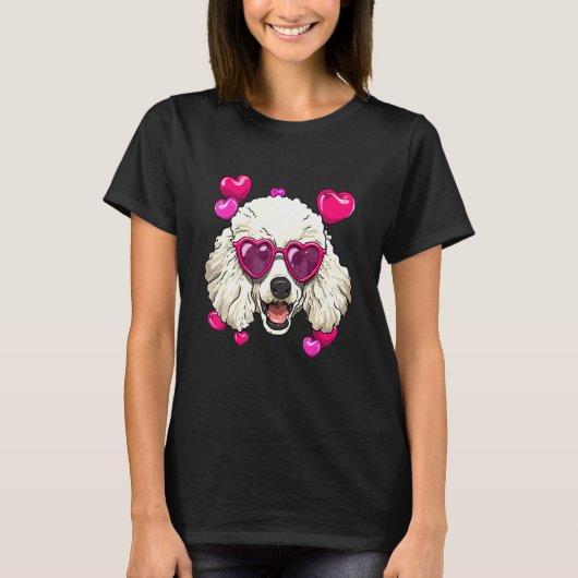 T-shirt Valentines Day Poodle Heart Couples Puppy Poodle D (Devant)