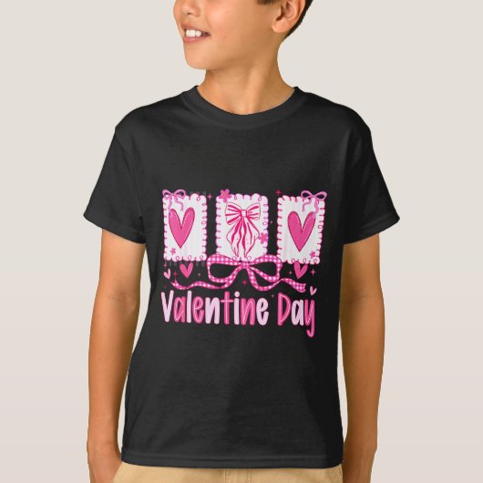 T-shirt Valentines Day Preppy Hearts Coquette Bow Women Gi (Devant)