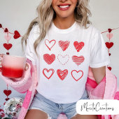 T-shirt Valentine's Day Red Hearts, Doodle love, Funny