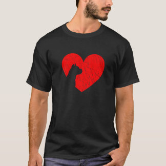T-shirt Valentines Day Retro Hearts Boxer Dog Puppy Lover