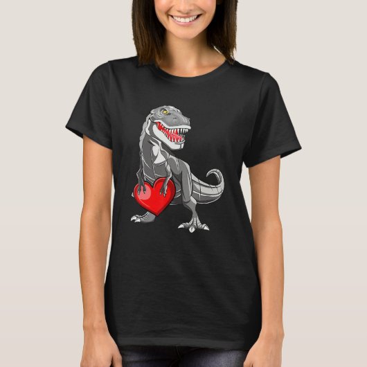 T-shirt Valentines Day Rex Dinosaur I Steal Hearts (Devant)
