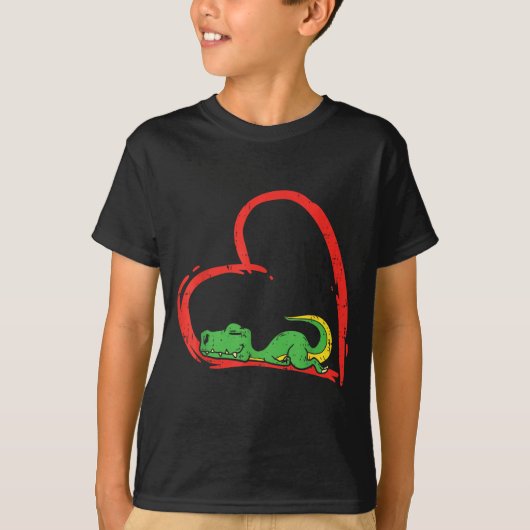 T-shirt Valentines Day Shirt Funny Heart Trex Sleeng Dinos (Devant)