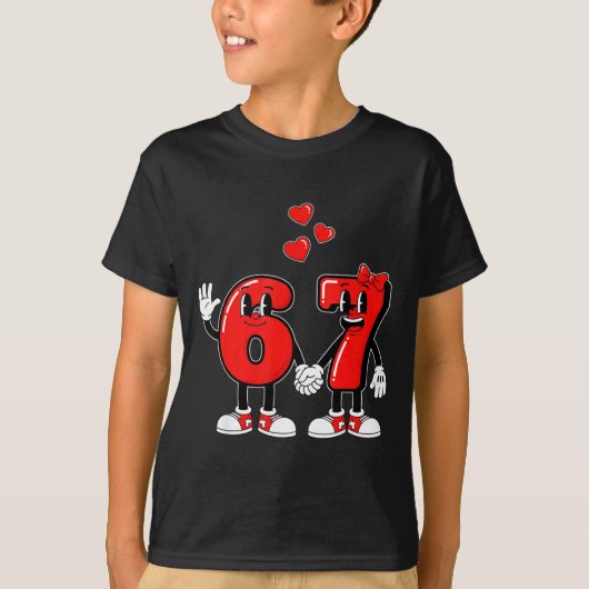 T-shirt Valentine's Day Six Seven Hearts 6 7 Meme Gen Alph (Devant)