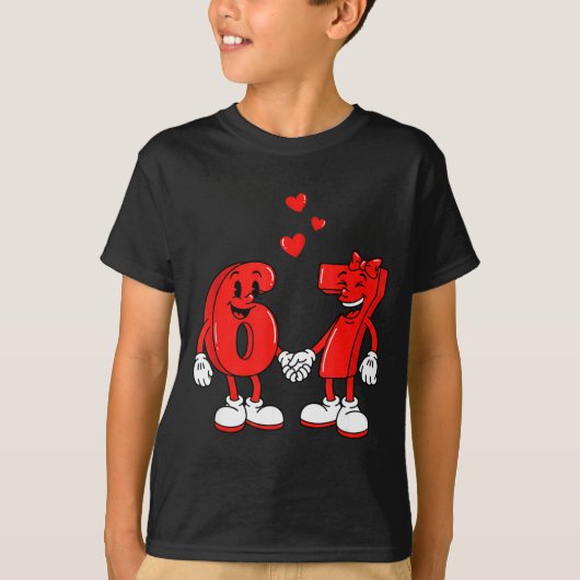 T-shirt Valentine's Day Six Seven Hearts 6 7 Meme Gen Alph (Devant)