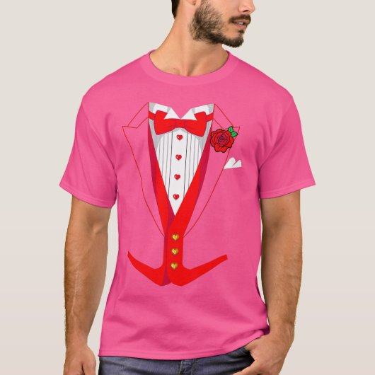 T-shirt Valentines Day Tuedo Red Bow Cravate drôle tenue (Devant)