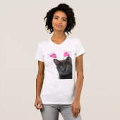 T-shirt Valentines de chat noir (Devant entier)