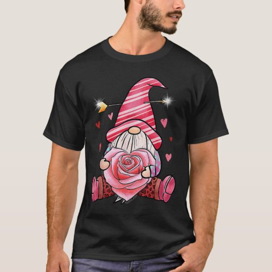 T-shirt Valentines Fleur Gnome Jour Amour Valentines Gnome (Devant)