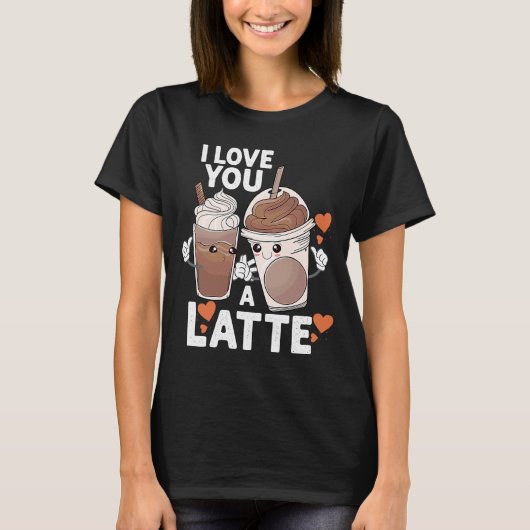 T-shirt Valentines Je T'Aime Un Couple Latte Espresso Coff (Devant)