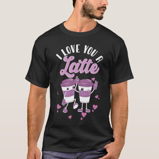 T-shirt Valentines Je T'Aime Un Couple Latte Espresso Coff (Devant)