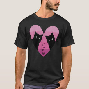 T-shirt Valentines Jour Chat Couple Coeur Rétro Girlfriend