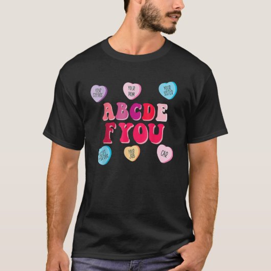 T-shirt Valentines Jour Coeurs ABCDEFU Femmes Hommes Valen (Devant)