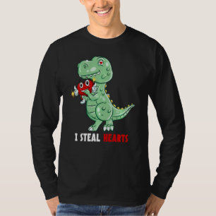 T-shirt Valentines Jour Enfants Dinosaure T Rex I Coeur de