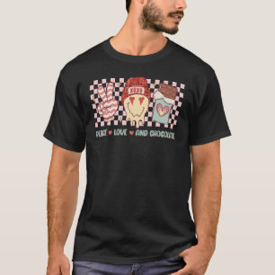 T-shirt Valentines Joyeux Visage Paix Amour Et Chocolat