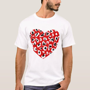 T-shirt valentines léopard coeur poster de animal rouge