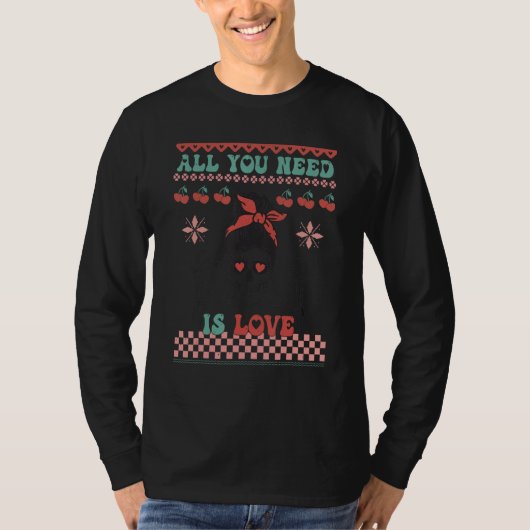 T-shirt Valentines Sweater Ugly Skeleton All You Need Is L (Devant)
