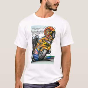 T-shirt Valentino Rossi pilote de course en caricature