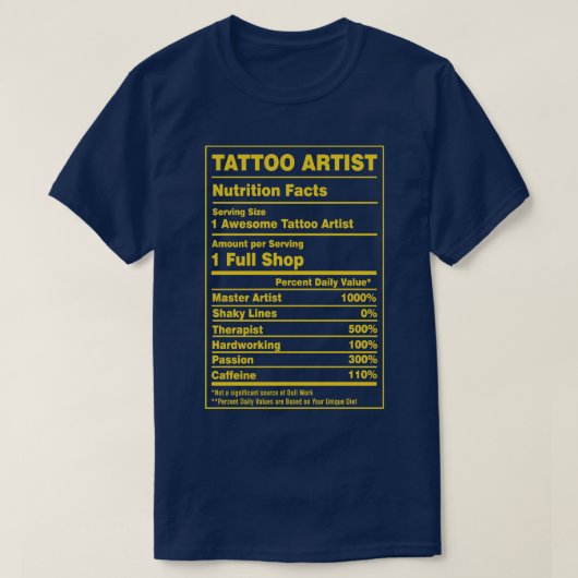 T-shirt Valeur nutritive Artiste de tatouage (Design devant)