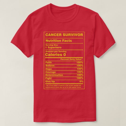 T-shirt Valeur nutritive Survivant (Design devant)