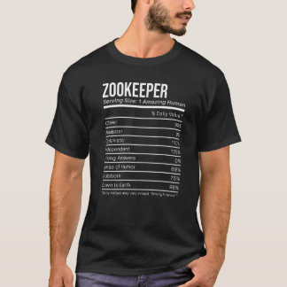 T-shirt Valeurs nutritionnelles de l'zookeeper Faits nutr