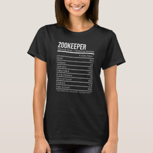 T-shirt Valeurs nutritionnelles du soigneur de zoo Faits n