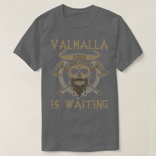 T-shirt Valhalla attend Viking (Design devant)
