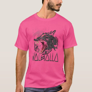 T-shirt Valhalla Wolf Wolves Odins Geri And Freki Viking W
