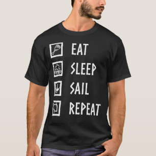 T-shirt Valheim Mange, Dormir, Voile, Répéter (Police Blan