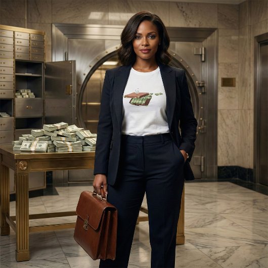 T-shirt Valise caricature pleine d'argent en espèces