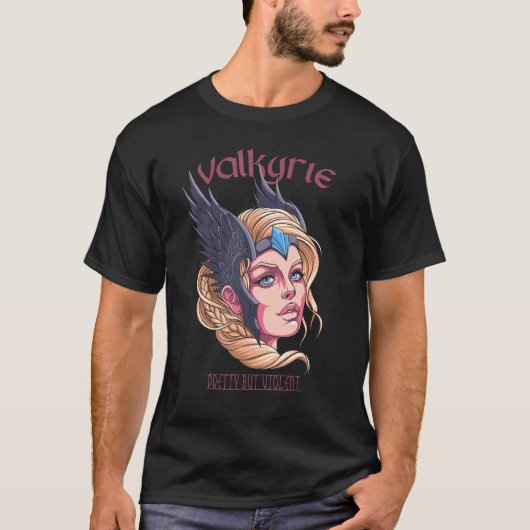 T-shirt Valkyrie Joli Mais Violent Viking Shield Maiden (Devant)