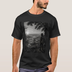 T-shirt Vallée de l'aube Guitare de voyageur noir et blanc