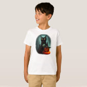 T-shirt Vampire Chat et Assistant Citrouille Halloween Sur (Devant entier)