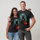 T-shirt Vampire Chat et Assistant Citrouille Halloween Sur (Unisexe)