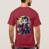 T-shirt Vampire mignon avec Lantern Kawaii Halloween (Dos)