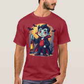 T-shirt Vampire mignon avec Lantern Kawaii Halloween (Devant)